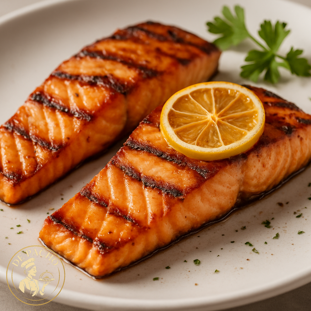 Grilled Salmon with Roasted Lemon